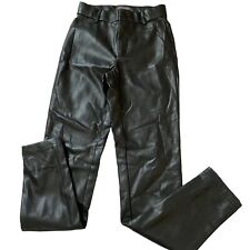 Primark UK 4 Black Faux Leather Pleather PVC Trousers Jeans Winter Zip Leg