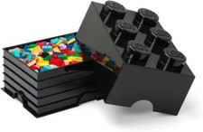LEGO Storage Brick 6 Knobs BLACK Stackable Box 8.47 l LARGE BEDROOM  DESK TIDY