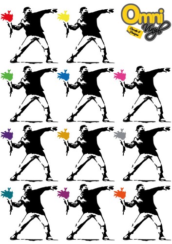 Banksy flower thrower - banksy,