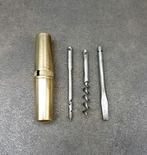 Vintage brass pocket corkscrew - pocket,