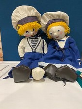 Vintage Hand Crafted Rag Dolls Sailors Boy And Girl 