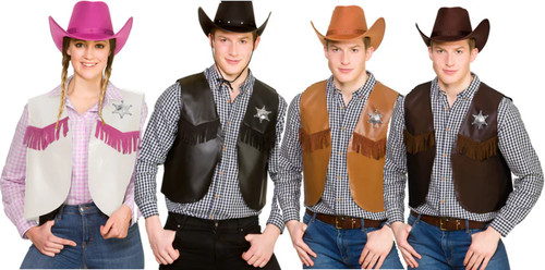 Cowboy waistcoat adults - cowboy,