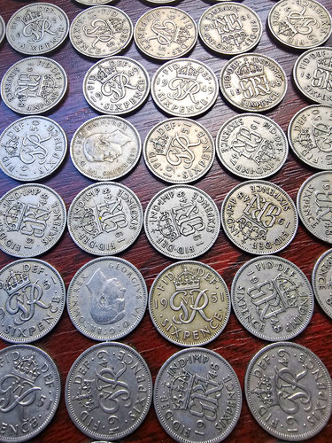 Vintage british sixpence - x,