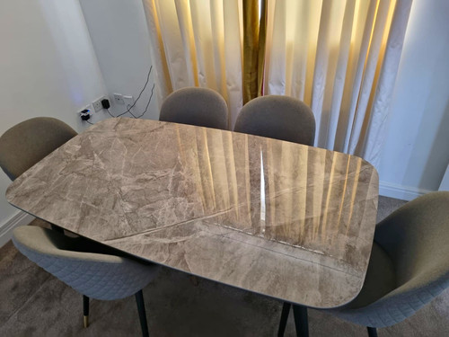 Marble effect dining table set - effect,