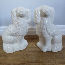 VINTAGE BESWICK STAFFORDSHIRE Dogs Pair -White Wally Dogs 1378-4 Made in England