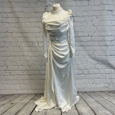 Hennin Modest Wedding Dress Ivory  Sleeves Beaded Bridal Small 36 (Approx. UK 8)