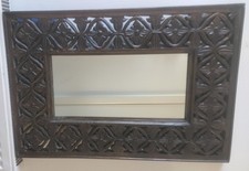 Old Hand Carved Wooden Wall Mirror with Floral Design 63x43 CM VINTAGE ANTIQUE