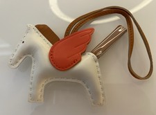 Handbag Charm White Real Leather Horse Pony Pegase