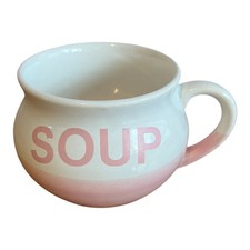 White Pink SOUP Ceramic Soup