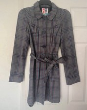 Roxy Plaid Trench Coat Size