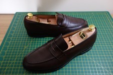 CHURCH'S NETTON PENNY LOAFERS EBONY NEVADA CALF LEATHER  MEN'S SHOES F FIT