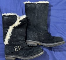 CAT Caterpillar Black Suede Fur-Lined Mid-Calf Boots –Women’s Size 5