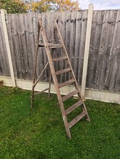 Vintage Wooden Foldable Ladder Plant Stand Display Shelf Rustic Home Shop Prop