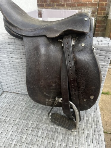 Brown leather pony saddle - brown,