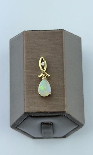Opal and diamond pendant - opal,