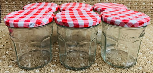 Empty glass jam jars bonne - glass,