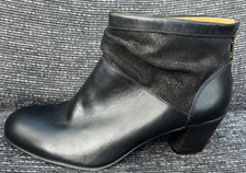 KICKERS LADIES BLACK/SHIMMER LEATHER ANKLE BOOTS SIZE UK 6 (39) NEW