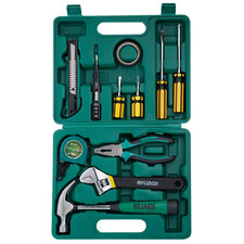 HUAQI 12PC DIY HAND TOOL KIT BEGINNERS HOUSEHOLD OFFICE MAINTENANCE REPAIR TOOLS