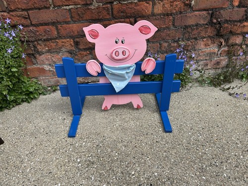 Vintage pig looking over - vintage,