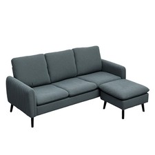 HOMCOM 3 Seater Corner Sofa Couch Settee with Chaise Lounge, Charcoal Grey