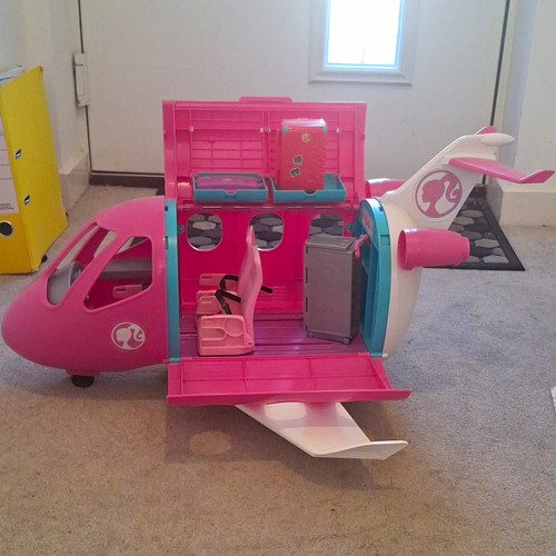 Barbie pink and white airplane - white,