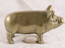Large brass pig piglet ornament just under 2" tall farmyard collectable