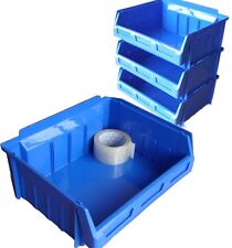 5 x SIZE 5 EX LARGE BLUE PLASTIC STORAGE STACKING PICKING BINS BOXES 