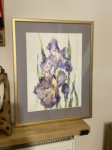 Handpainted watercolour irises - handpainted,