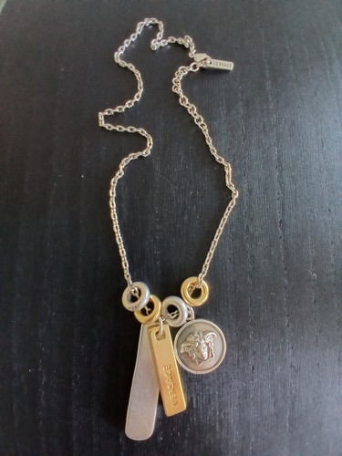 Versace logo tag necklace - tag, in