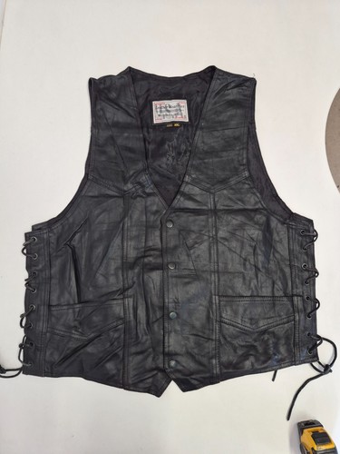 Vintage leather waistcoat - , 46"