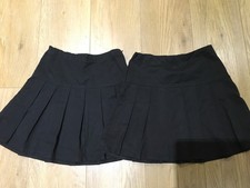 2 X BLACK SCHOOL UNIFORM PLEATED SKIRTS, 9 YEARS, NEXT, ZIP FASTENING