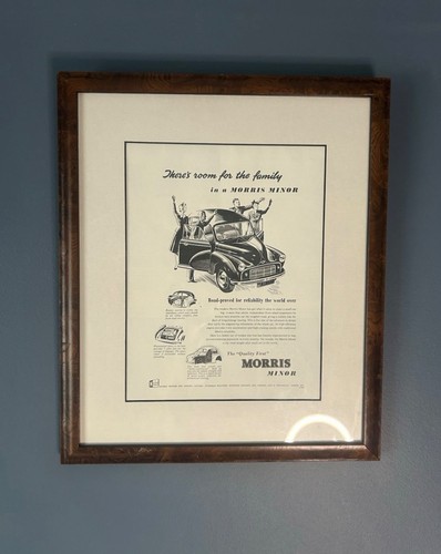 Vintage framed morris minor - framed,