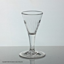 Georgian, English, flute-moulded funnel bowl dram or gin glass, folded foot