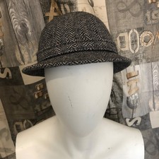 Vintage Kangol Grey Tweed Wool Blend Grouser stalker Hat Size Medium Made In UK