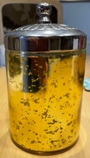 Indian Metal Jar Canister Bedroom Bathroom Cotton Balls Storage H-16cm