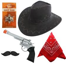 Western Cowboy Fancy Dress Costume Hat Badge Sheriff Wild West Prop Gun Hat Lot