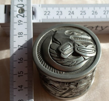 Vtg Boma (?) metal pewter trinket pot Canada First Nation in very good condition