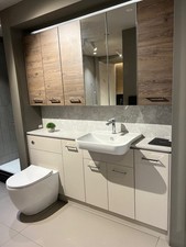 EX DISPLAY 1800MM BATHROOM FITTED FURNITURE WITH WALL UNITS / CASHMERE / DAVO...