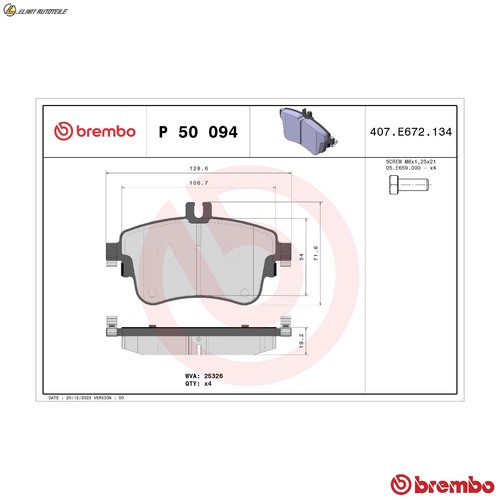 Brake pad set disc - p, 50