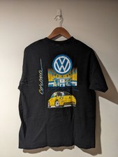 Vintage 90s Volkswagen Beetle Drivers Wanted Car Show Black Large T-Shirt