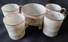 JAPANESE EGG SHELL PORCELAIN, HIKOJIRO? HAKUYU?, 8 CHARACTER RED MARK, BOWL&CUPS