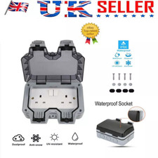 Outdoor Weatherproof Outside 2 Gang Twin Switched Double Socket Plug Socket 13A