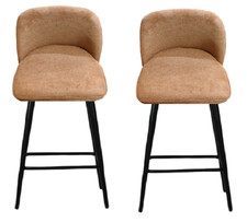 2Pcs Bar Stools Woven and textured fabrics kitchen high chairs Orange