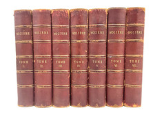 Decorative Set of Old Leather-Spined Books. 30cm space. Molière in French