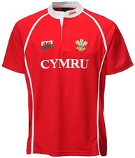 New Mens Kids Welsh Cymru Wales Cooldry Grandad Collar Rugby Casual T-shirt Top