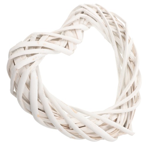 Diy white heart shaped rattan - white,