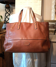 Authentic FOSSIL Tan REAL LEATHER Shoulder Laptop Laptop Bag Medium