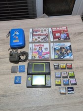 Nintendo DS Lite Bundle Black/green Console 13 Games Case Retro Rumblepack