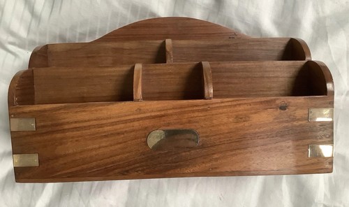 Hardwood and brass letter rack - hardwood,