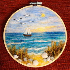 boat at sea' wool art painting